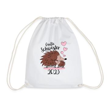 Große Schwester 2023 - Süße Igel Geschenk Idee - Turnbeutel - Weiß - Vorne