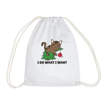 I do what i want a funny christmas cat - Drawstring Bag - white - Front