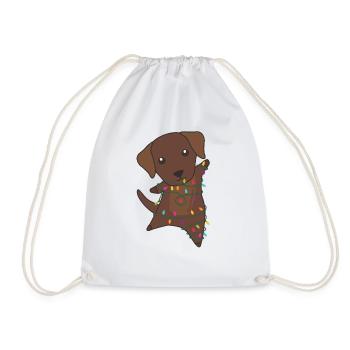 Labrador Christmas Snow Winter Animals Dogs - Drawstring Bag - white - Front