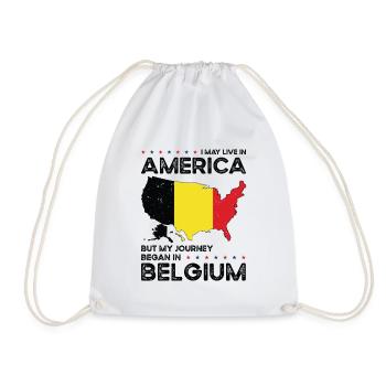 Born Belgian Belgium American USA Citizenship - Drawstring Bag - white - Front