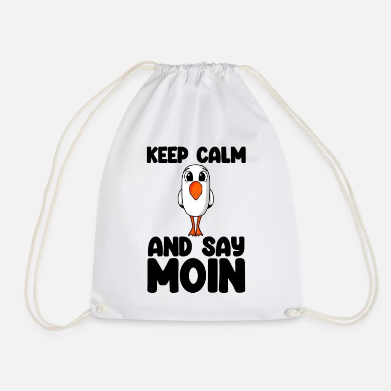 Nordsee Plattdeutsch Spruch Moin Möwe - Turnbeutel - Weiß