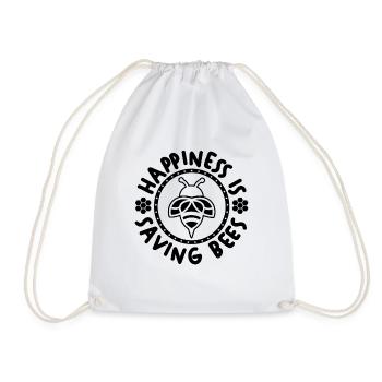 Happiness Is Saving Beekeeping Apiarist Beekeeper - Drawstring Bag - white - Front