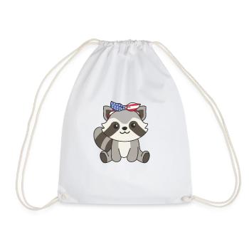 4 juillet American Raccoon for Kids USA - Sac de sport léger - blanc - Devant