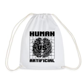 Human VS Artificial Intelligence Engineer Robotics - Drawstring Bag - white - Front