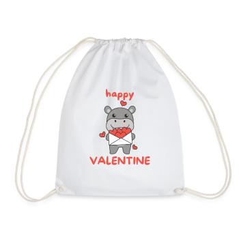 Hippopotame pour la Saint-Valentin animaux mignons avec des cœurs - Sac de sport léger - blanc - Devant