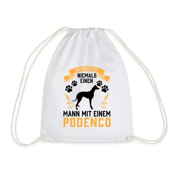 Mann mit Podenco Jagdhund spanischer Podenco - Turnbeutel - Weiß - Vorne