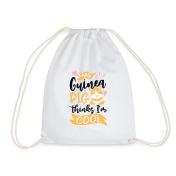 My guinea pig thinks I'm cool - - Drawstring Bag - white - Front