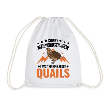 Warning quail quail breeding quail breeder - Drawstring Bag - white - Front