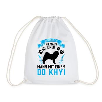 Mann mit Do Khyi Tibetmastiff Tibetdogge - Turnbeutel - Weiß - Vorne