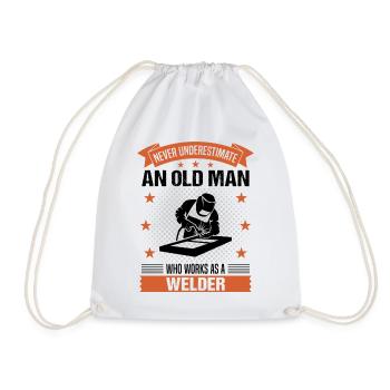Un vieil homme soudeur disant un cadeau pour hommes - Sac de sport léger - blanc - Devant