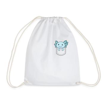 Axolotl in pocket sweet axolotls in breast pocket - Drawstring Bag - white - Front