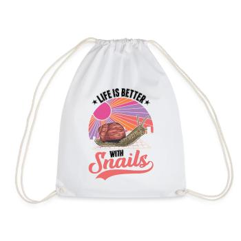 Life is better with a snail - Drawstring Bag - white - Front