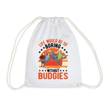 Budgerigar Gift Welli cockatiel - Drawstring Bag - white - Front