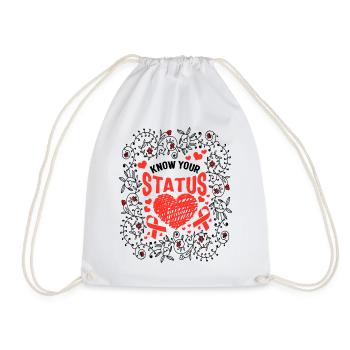 Chemise des Journées du sida des mots, Connaissez votre statut Ruban rouge - Sac de sport léger - blanc - Devant