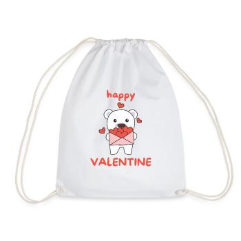 Polar bear for Valentine's Day cute animals with hearts - Drawstring Bag - white - Front