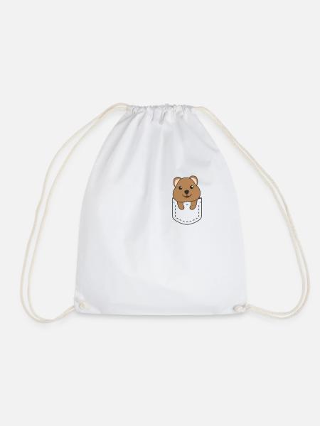 Quokka in Tasche süße Quokkas in Brusttasche - Turnbeutel - Weiß