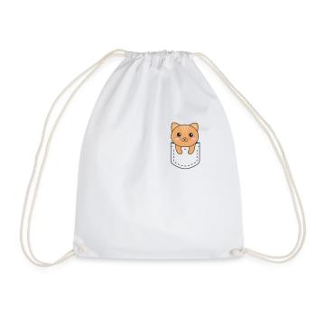 Katze in Tasche süße Katzen in Brusttasche - Turnbeutel - Weiß - Vorne