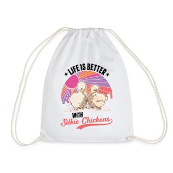 La vie est meilleure avec un poulet en soie - Sac de sport léger - blanc - Devant