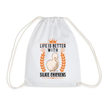 La vie est meilleure avec un poulet en soie - Sac de sport léger - blanc - Devant