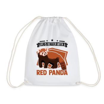 Life is better with a red panda - Drawstring Bag - white - Front