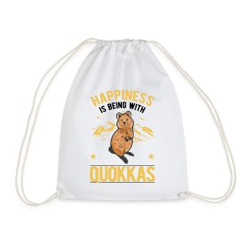 Quokka Luck Short-tailed Kangaroo - Drawstring Bag - white - Front