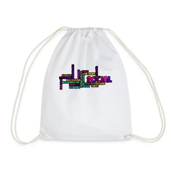 Réseau social Wordcloud : explosion de couleurs - Sac de sport léger - blanc - Devant