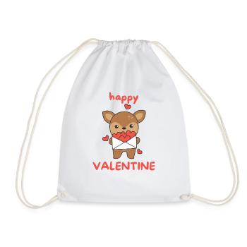 Cerf pour la Saint-Valentin animaux mignons avec des cœurs - Sac de sport léger - blanc - Devant
