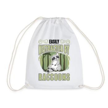 Facilement distrait par le raton laveur Waschbär - Sac de sport léger - blanc - Devant