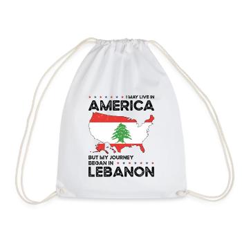 Born Lebanese Lebanon American USA Citizenship - Drawstring Bag - white - Front