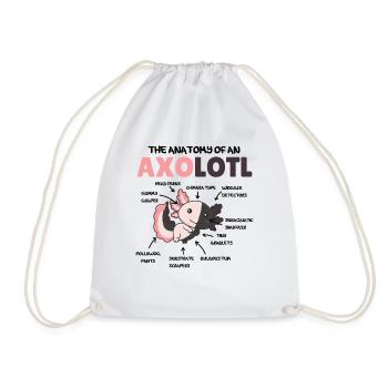 Explication de l’axolotl Anatomie d’un axolotl chimère - Sac de sport léger - blanc - Devant