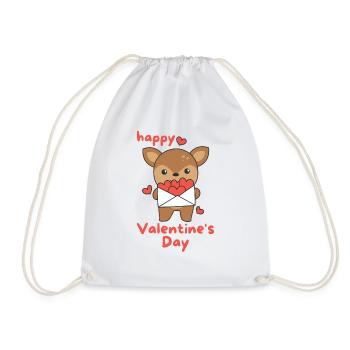Cerf pour la Saint-Valentin animaux mignons avec des cœurs - Sac de sport léger - blanc - Devant