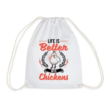 Life is better with chicken farmer - Drawstring Bag - white - Front