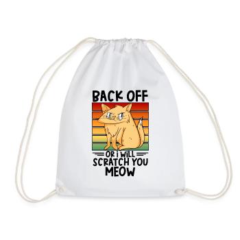 Mean Cat Pet Angry Feline Cat Pet Owner Kitten - Drawstring Bag - white - Front