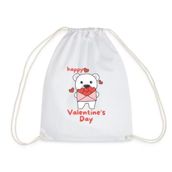 Polar bear for Valentine's Day cute animals with hearts - Drawstring Bag - white - Front