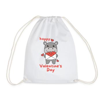 Hippopotame pour la Saint-Valentin animaux mignons avec des cœurs - Sac de sport léger - blanc - Devant
