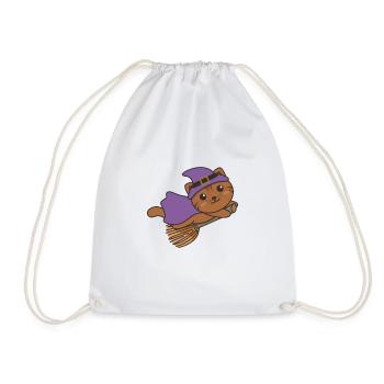 Cat Halloween Witch Children Witches Costume - Drawstring Bag - white - Front