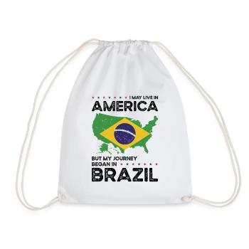 Born Brazilian Brazil American USA Citizenship - Drawstring Bag - white - Front