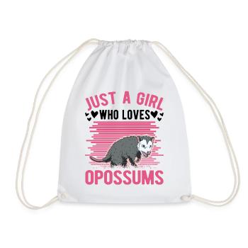 Opossum Girl Possum Marsupial Rat - Drawstring Bag - white - Front