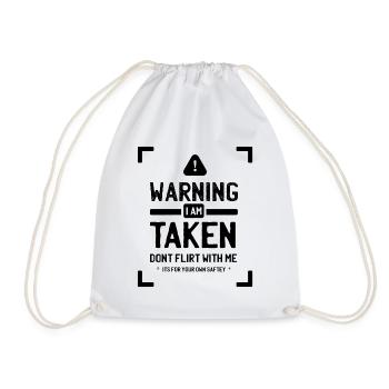 Warning Don't Flirt With Me - Boyfriend Funny Gift - Drawstring Bag - white - Front
