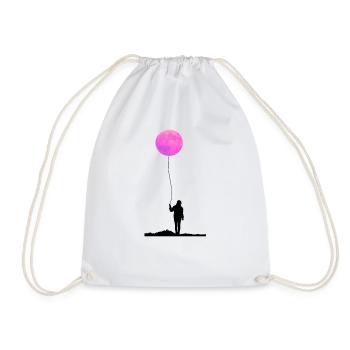 Moon Sunset Balloon Full Moon Balloon - Drawstring Bag - white - Front