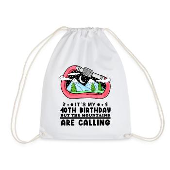 40th birthday mountains 40 years old mountain hiking - Drawstring Bag - white - Front