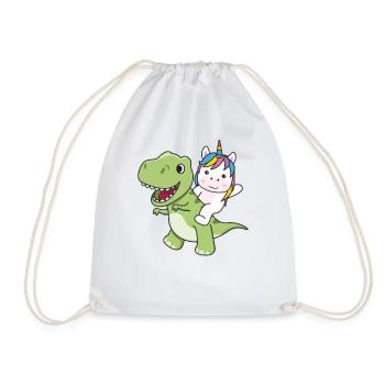 La licorne monte sur un dino mignon T-Rex avec des licornes - Sac de sport léger - blanc - Devant