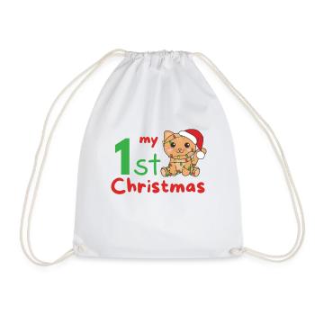 Chat de Noël Chats mon 1er Noël - Sac de sport léger - blanc - Devant