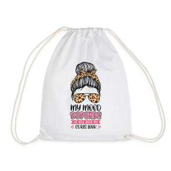 My mood depends on how good my curls look. - Drawstring Bag - white - Front