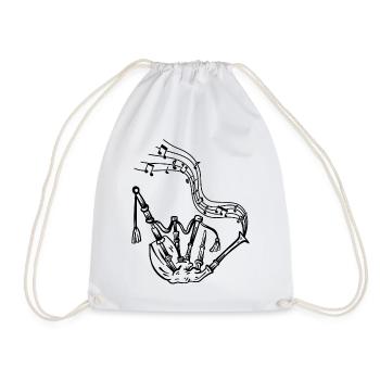 Bagpipe With Music Notes Bagpipe Musician Bagpiper - Drawstring Bag - white - Front