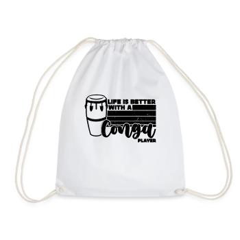 Life Is Better With Retro Drummer Conga Player - Turnbeutel - Weiß - Vorne