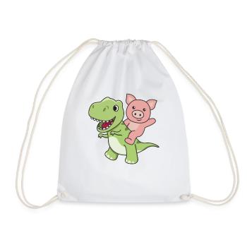 Promenades en cochon sur le dino sucré T-Rex avec des cochons - Sac de sport léger - blanc - Devant