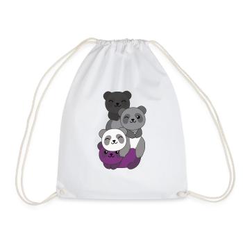 Asexual Flag Pride LGBTQ Cute Panda Bunch - Drawstring Bag - white - Front