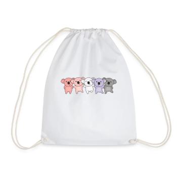 cupioromantic Flag Pride LGBTQ cute koala - Drawstring Bag - white - Front
