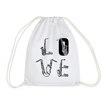 LOVE Saxophone Instrument Saxophonist Saxophone Pl - Turnbeutel - Weiß - Vorne